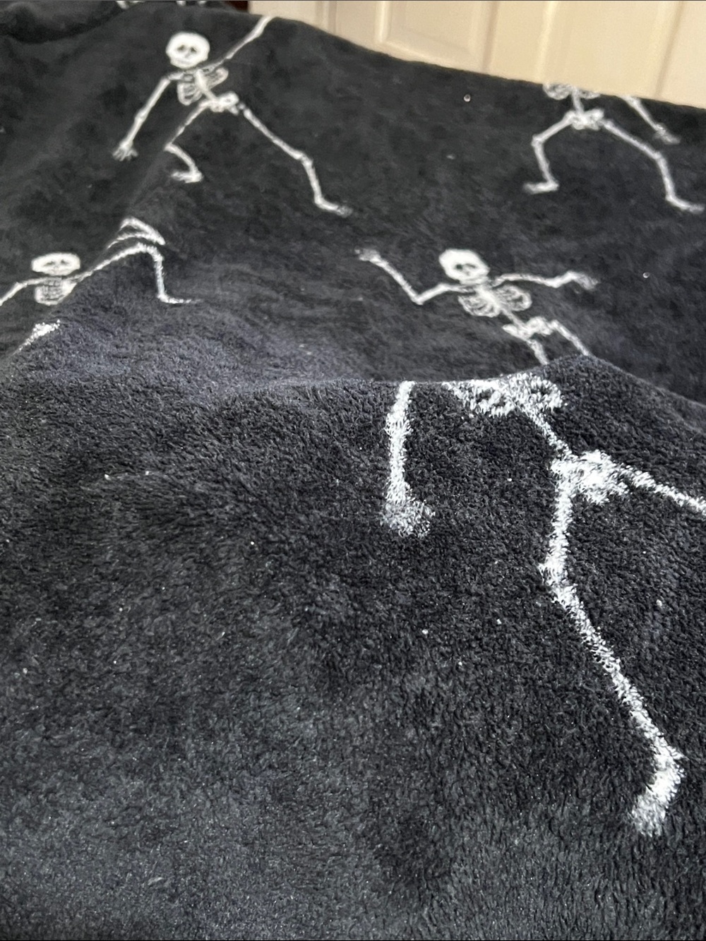 Kids Black Hooded blanket with White Skeleton Print